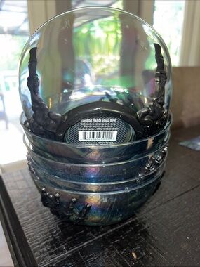 Iridescent Glass Decorative Bowl - Black Accent